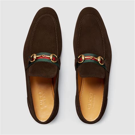 mens gucci brown horsebit loafers|gucci suede horsebit loafers.